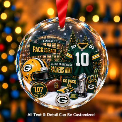 Green Bay Packers Jersey Snow Globe Glass Ornament