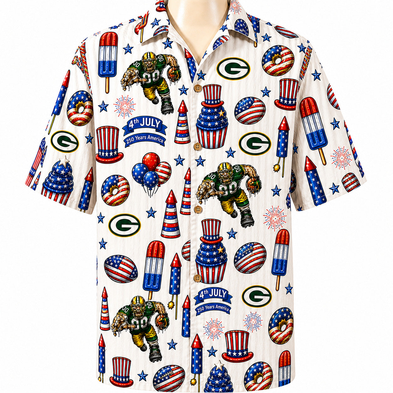 All Football Teams 4th July 250 Years Anniversary America Premium Unisex Hawaiian Shirt For Men and Women