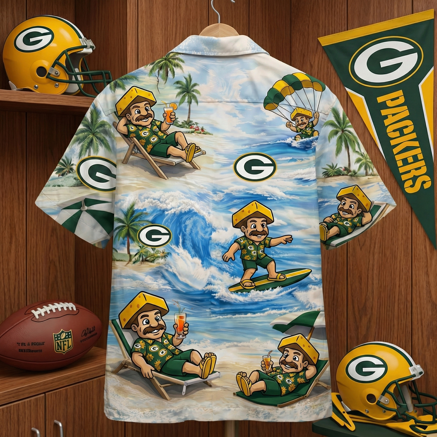 Camisa hawaiana unisex para hombre y mujer GBP Football Mascot Beach Viber