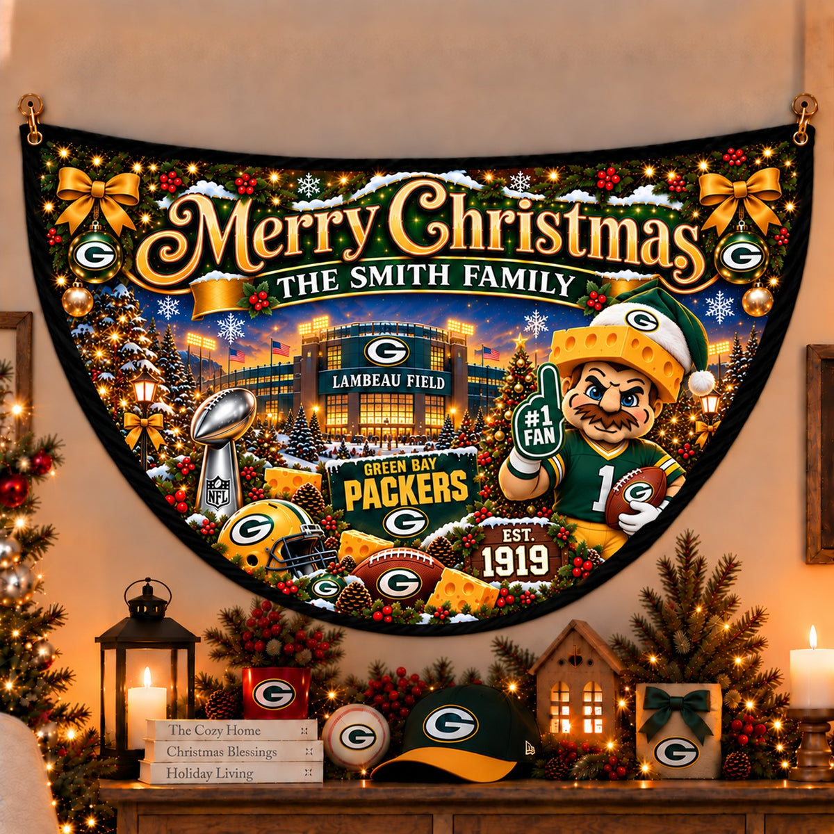 All Football Teams Personalized Christmas Night Bunting Flag - 5to9vibe
