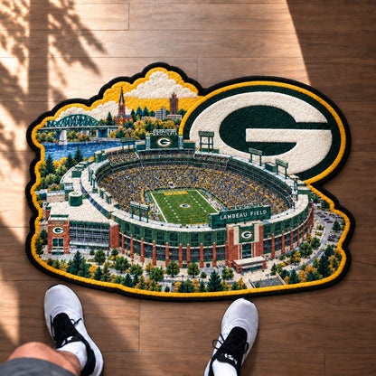 All Football Teams Logo Stadium Area Baseball Fan Custom Shape Rug Print Premium Welcome Mat Washable Black Border Personalized Football Custom Shape Rug