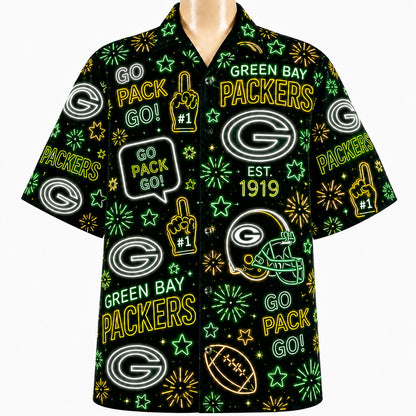 All Football Teams Neon Vibe Summer Button-Up Unisex Hawaiian Shirt For Men and Women