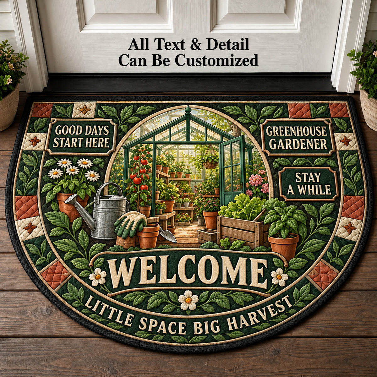 Greenhouse Gardener Personalized Half Round Mat | 5To9Vibe