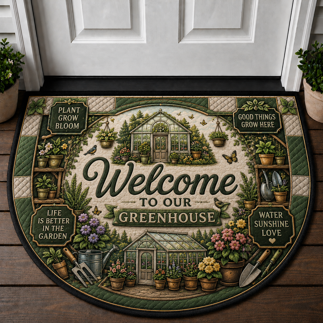 Farm Fresh Locally Grown Welcome Mat - Support Local Farmers Red Truck Doormat - 5to9vibe