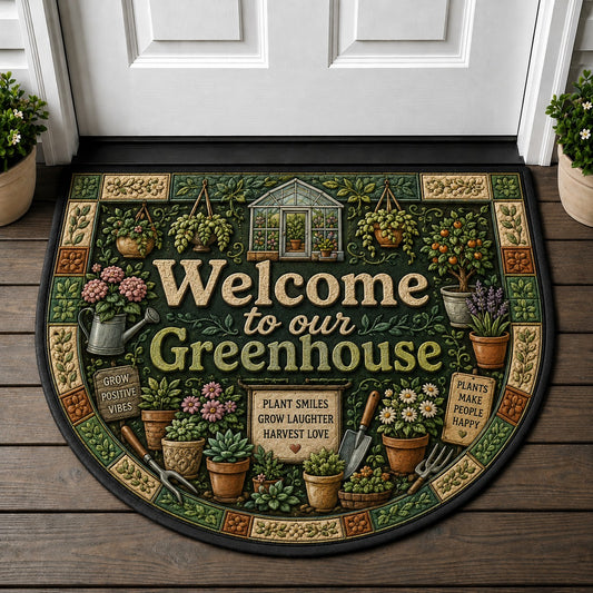 Welcome To Our Greenhouse Doormat - Greenhouse Plant Lover Botanical Welcome Mat - 5to9vibe