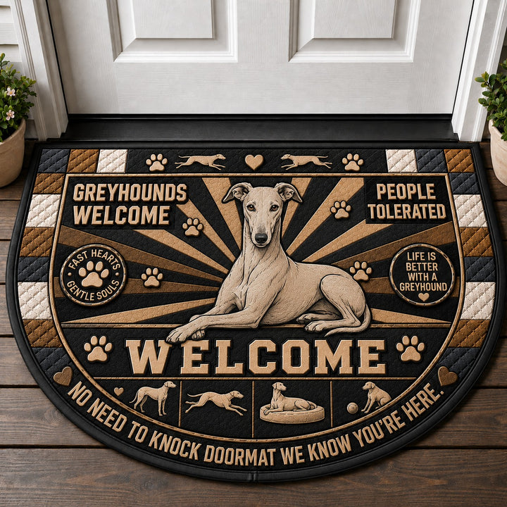 Greyhound Dog Breed Lover Quilted Print Premium Welcome Mat – Personalized Doormat