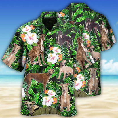 Greyhound Tropical Leaf Lover With Lovely Flower - Hawaiian Shirt 
