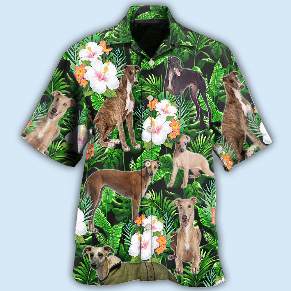 Greyhound Tropical Leaf Lover With Lovely Flower - Hawaiian Shirt 