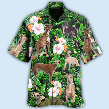 Greyhound Tropical Leaf Lover With Lovely Flower - Hawaiian Shirt 