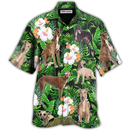 Hawaiian Shirt / Adults / S Greyhound Tropical Leaf Lover With Lovely Flower - Hawaiian Shirt 