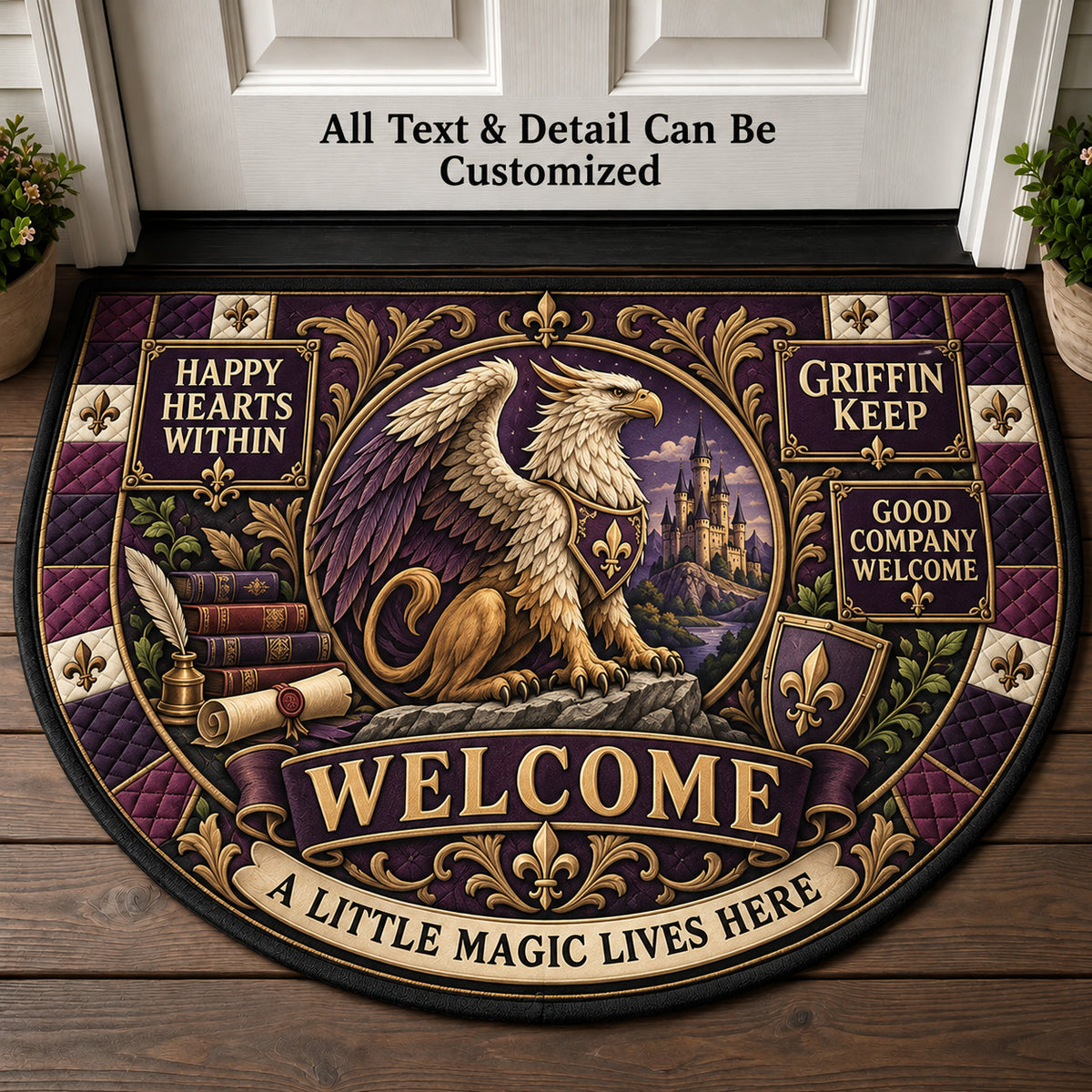 Griffin Keep Personalized Half Round Mat | 5To9Vibe