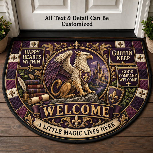 Griffin Keep Personalized Half Round Mat | 5To9Vibe