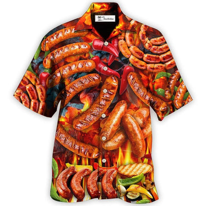 Hawaiian Shirt / Adults / S BBQ Hot Grilled Sausage Style - Hawaiian Shirt 