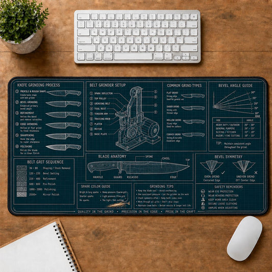 Knife Grinding Handcraft Technical Guide Desk Mat | 5To9Vibe