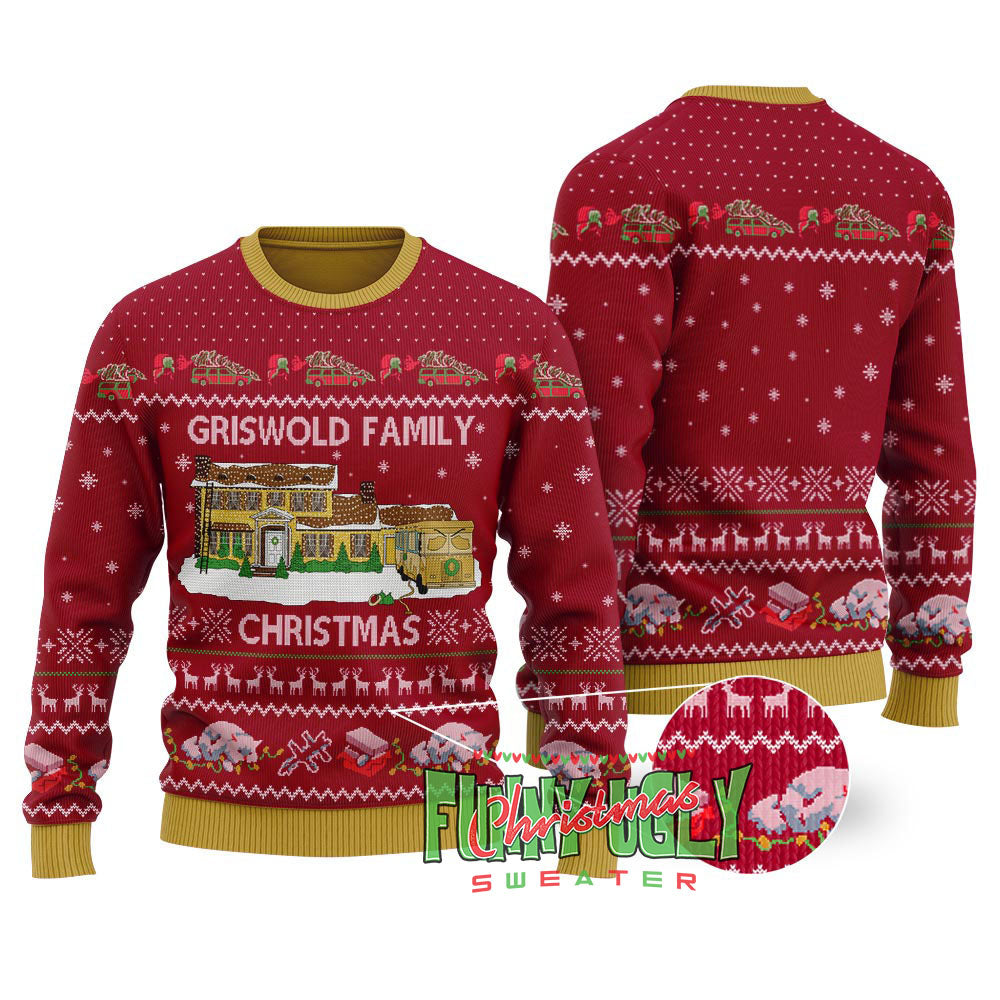 Griswold Family Christmas National Lampoon Sweater Cardinal Red