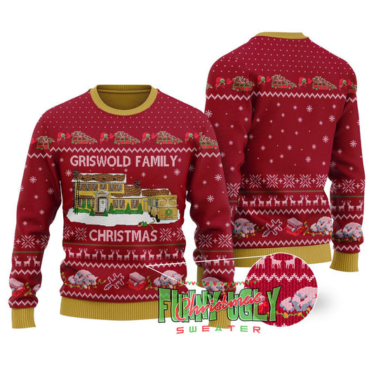 Griswold Family Christmas National Lampoon Sweater Cardinal Red