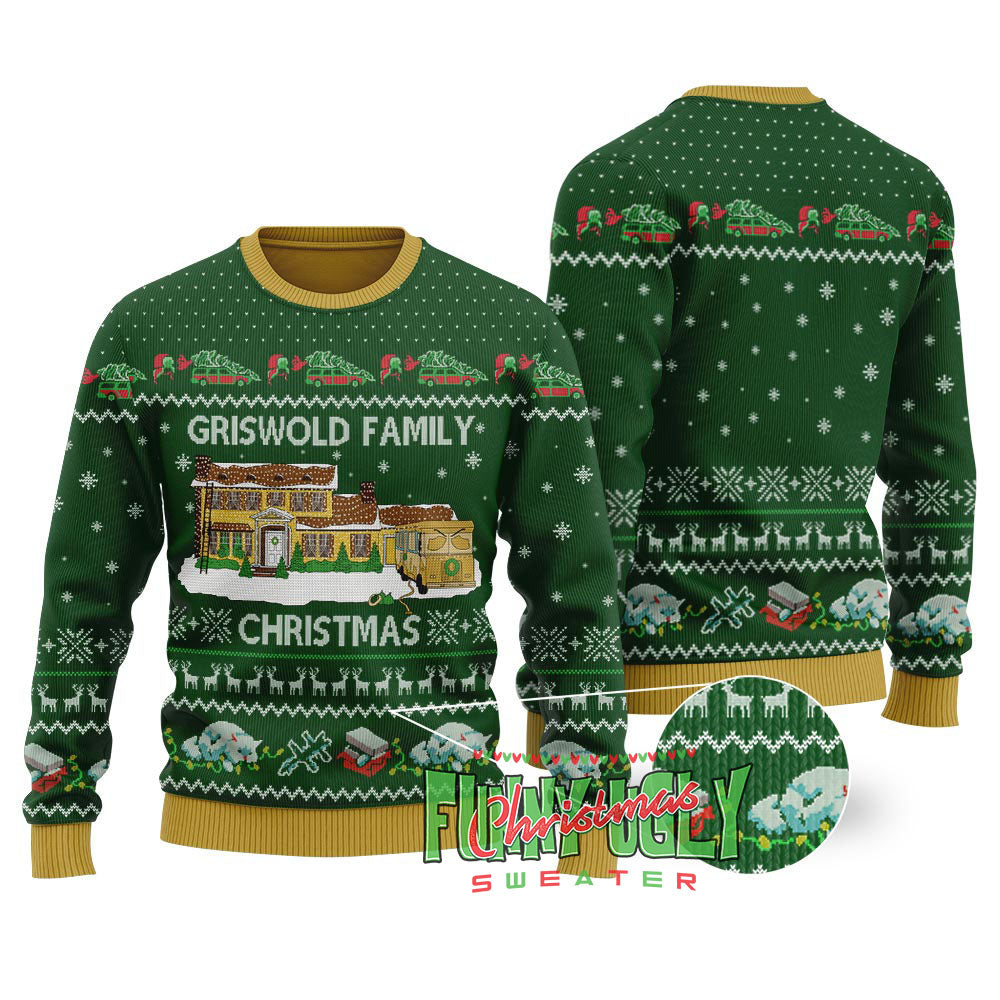 Griswold Family Christmas National Lampoon Sweater Forest Green