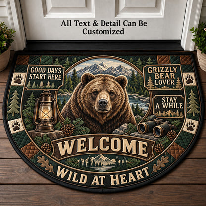 Grizzly Bear Lover Personalized Half Round Mat | 5To9Vibe