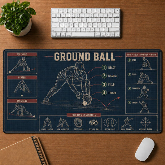 Ground Ball Baseball Blueprint Desk Mat | 5To9Vibe