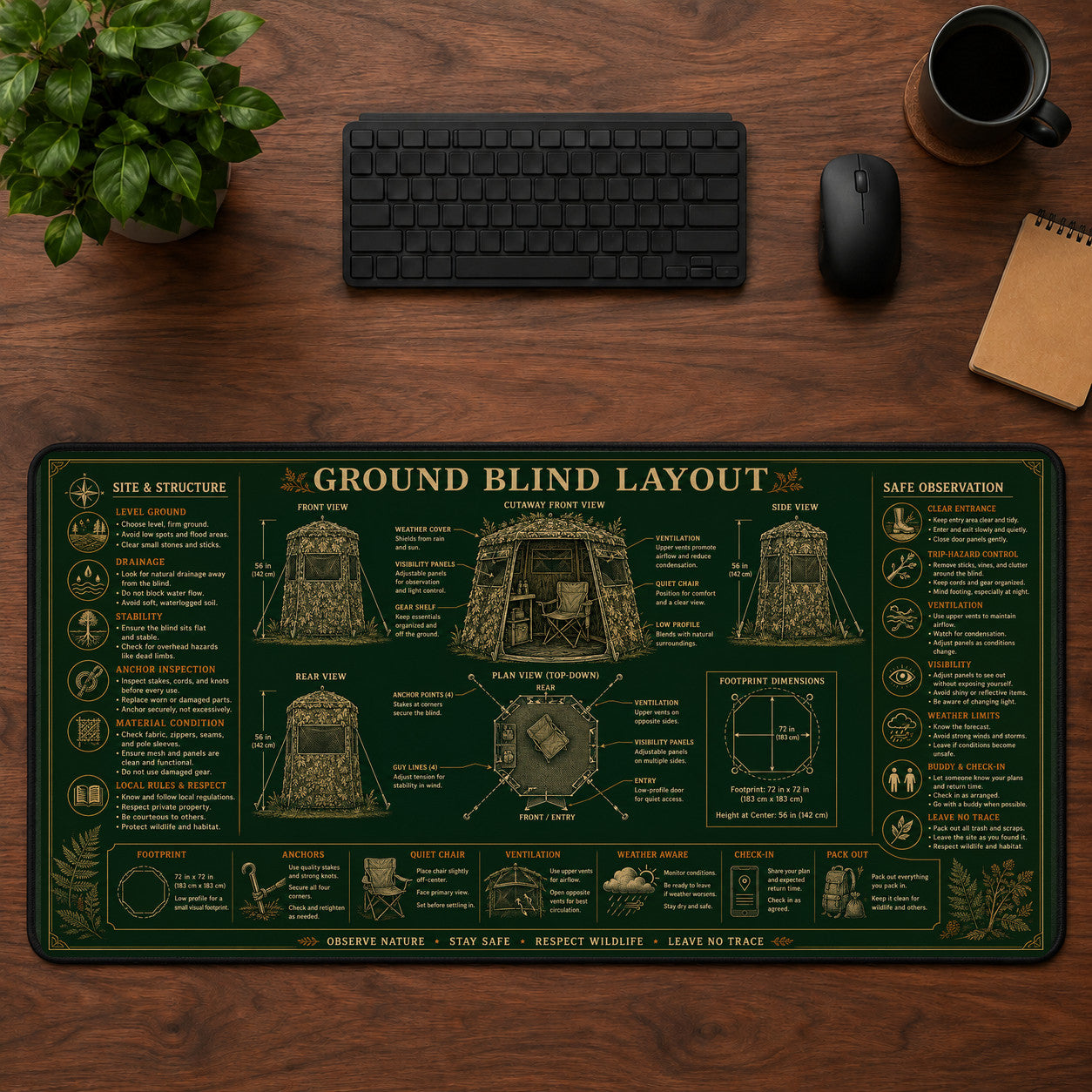 Ground Blind Layout Desk Mat Mouse Pad | 5To9Vibe