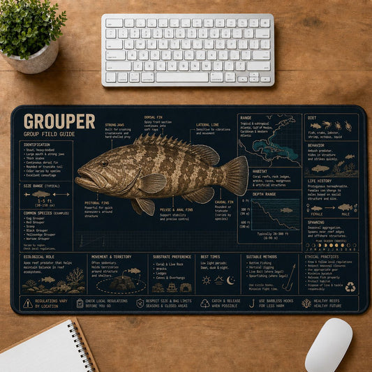 Grouper Fishing Field Guide Desk Mat | 5To9Vibe