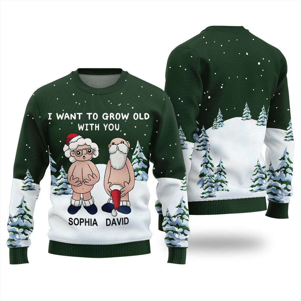 Grow Old Together Custom Name Christmas Sweater
