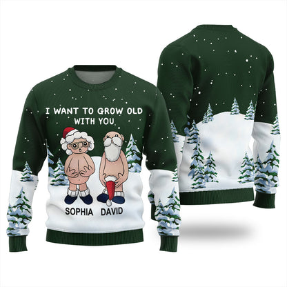 Grow Old Together Custom Name Christmas Sweater