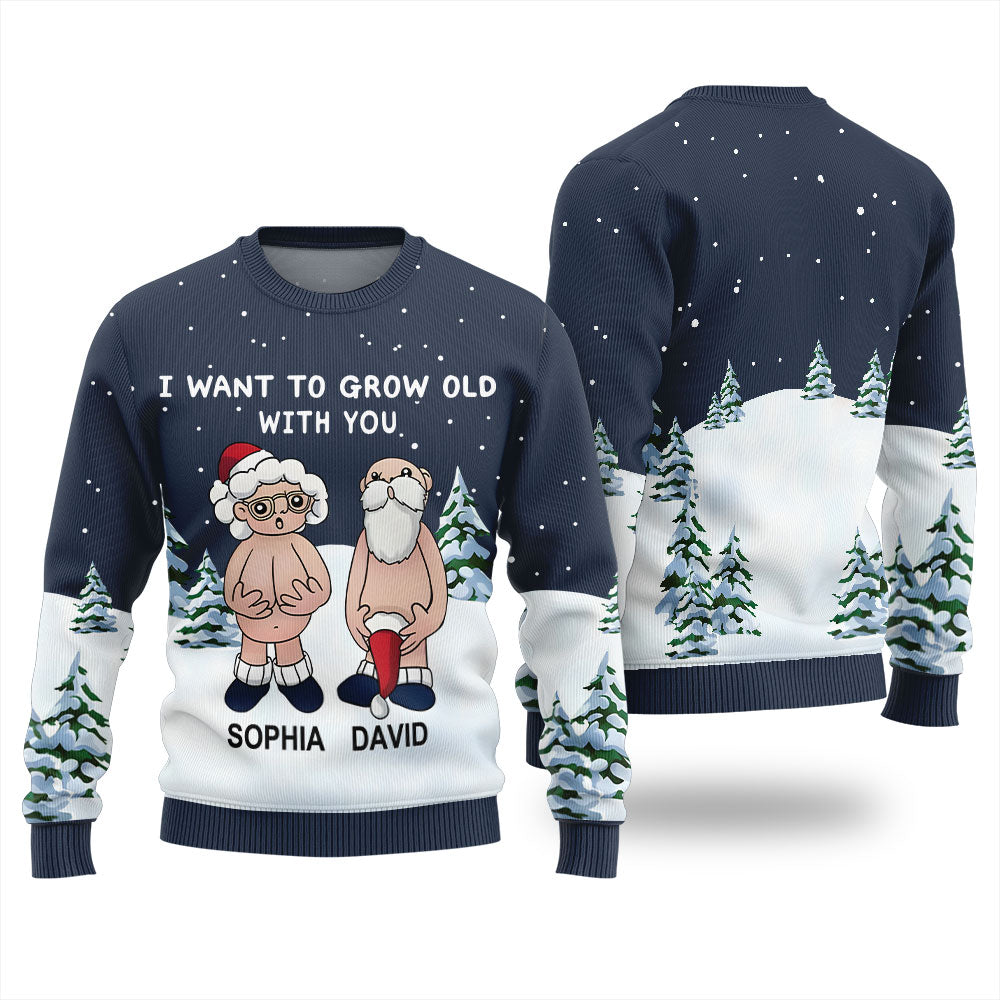 Grow Old Together Custom Name Christmas Sweater