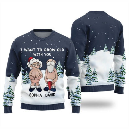 Grow Old Together Custom Name Christmas Sweater