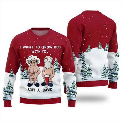 Grow Old Together Custom Name Christmas Sweater