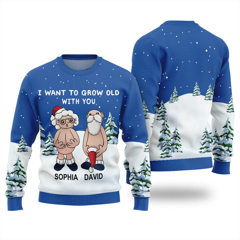 Grow Old Together Custom Name Christmas Sweater