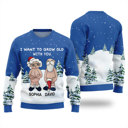 Grow Old Together Custom Name Christmas Sweater