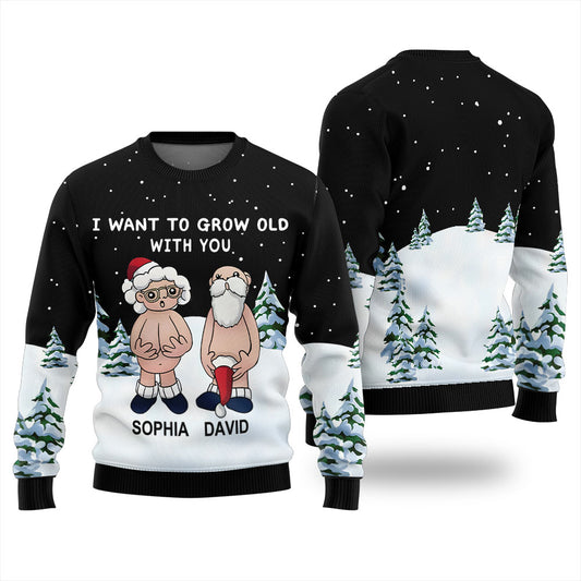 Grow Old Together Custom Name Christmas Sweater
