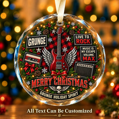 Grunge Personalized Glass Ornament | 5To9Vibe