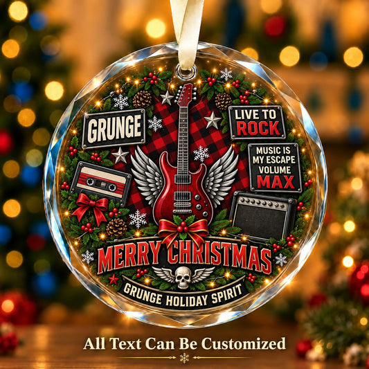 Grunge Personalized Glass Ornament | 5To9Vibe