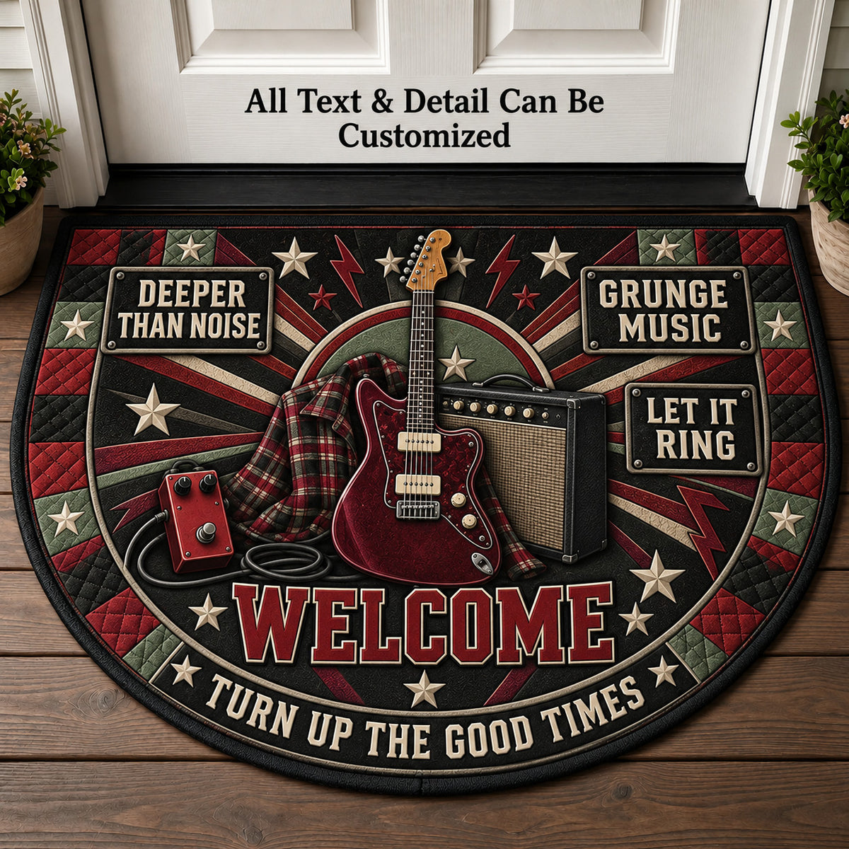 Grunge Music Personalized Half Round Mat | 5To9Vibe