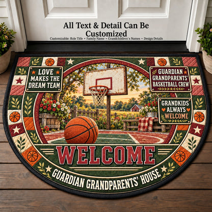 Guardian Grandparents' Basketball Crew Personalized Half Round Mat | 5To9Vibe