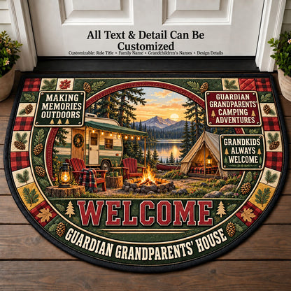 Guardian Grandparents' Camping Adventures Personalized Half Round Mat | 5To9Vibe