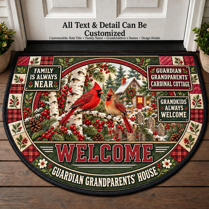 Guardian Grandparents' Cardinal Cottage Personalized Half Round Mat | 5To9Vibe
