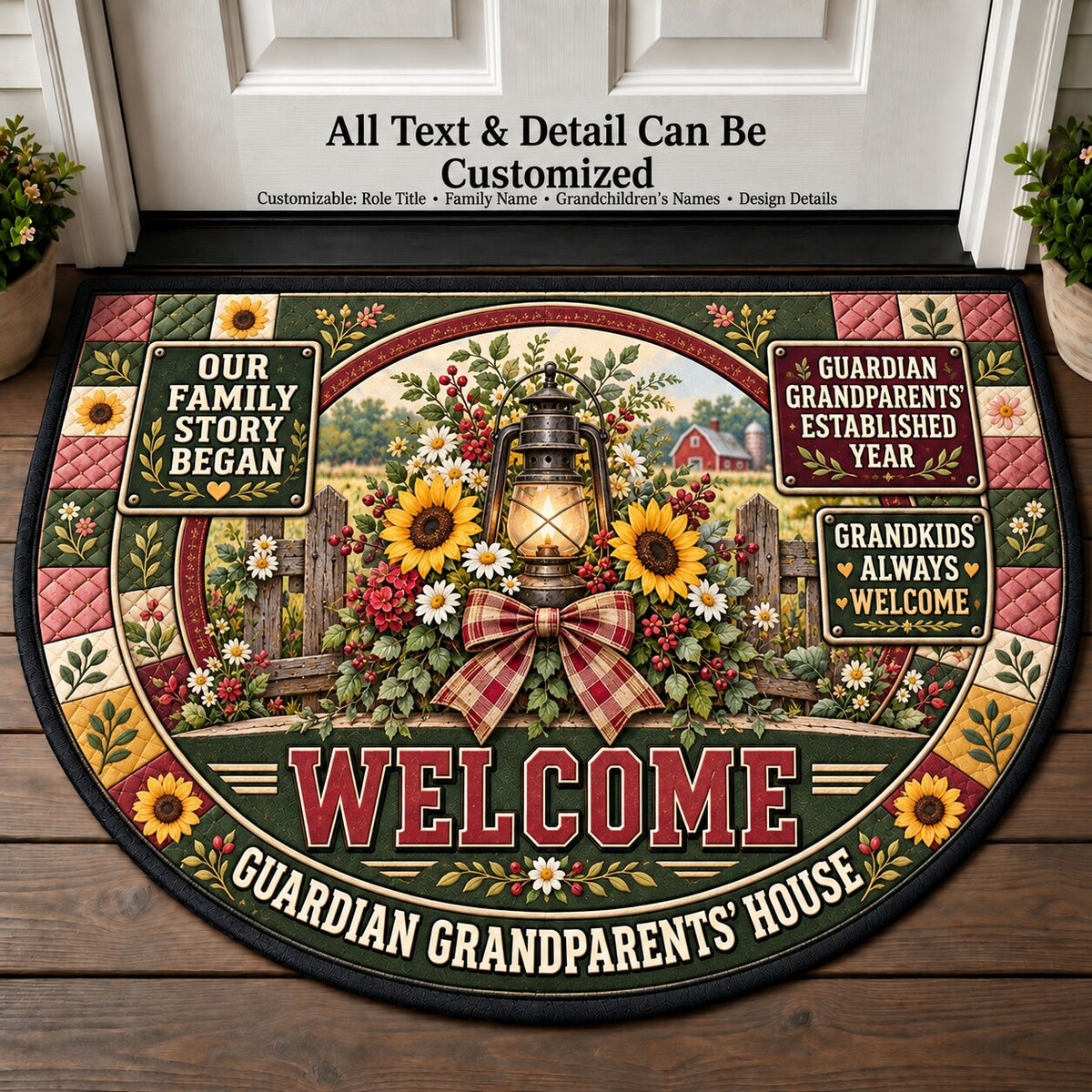 Guardian Grandparents' Established Year Personalized Half Round Mat | 5To9Vibe