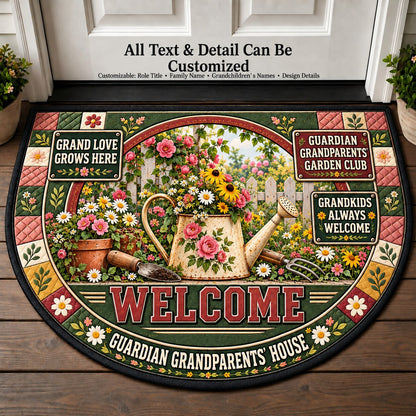 Guardian Grandparents' Garden Club Personalized Half Round Mat | 5To9Vibe