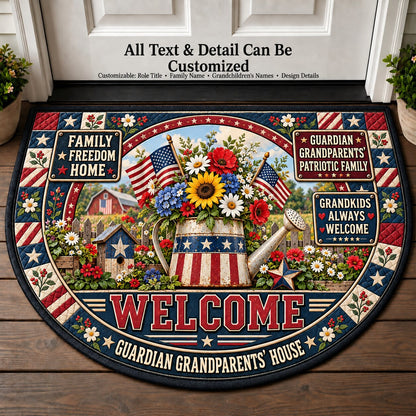 Guardian Grandparents' Patriotic Family Personalized Half Round Mat | 5To9Vibe