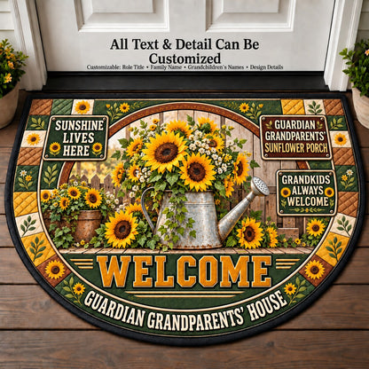 Guardian Grandparents' Sunflower Porch Personalized Half Round Mat | 5To9Vibe