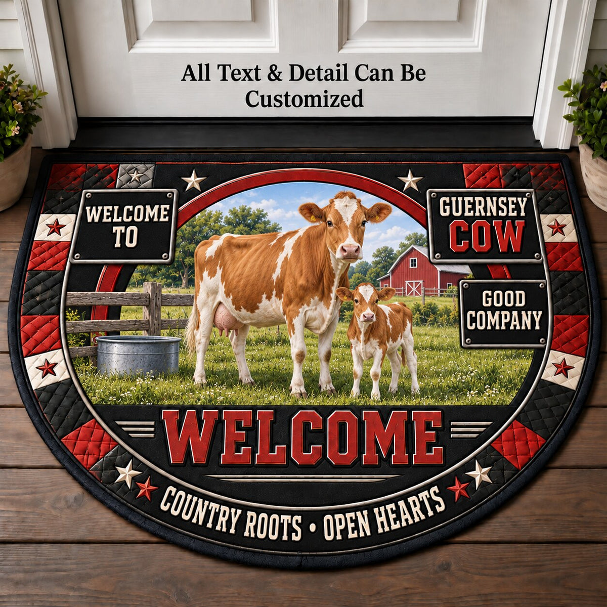 Guernsey Cow Personalized Half Round Mat | 5To9Vibe
