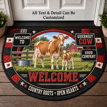 Guernsey Cow Personalized Half Round Mat | 5To9Vibe