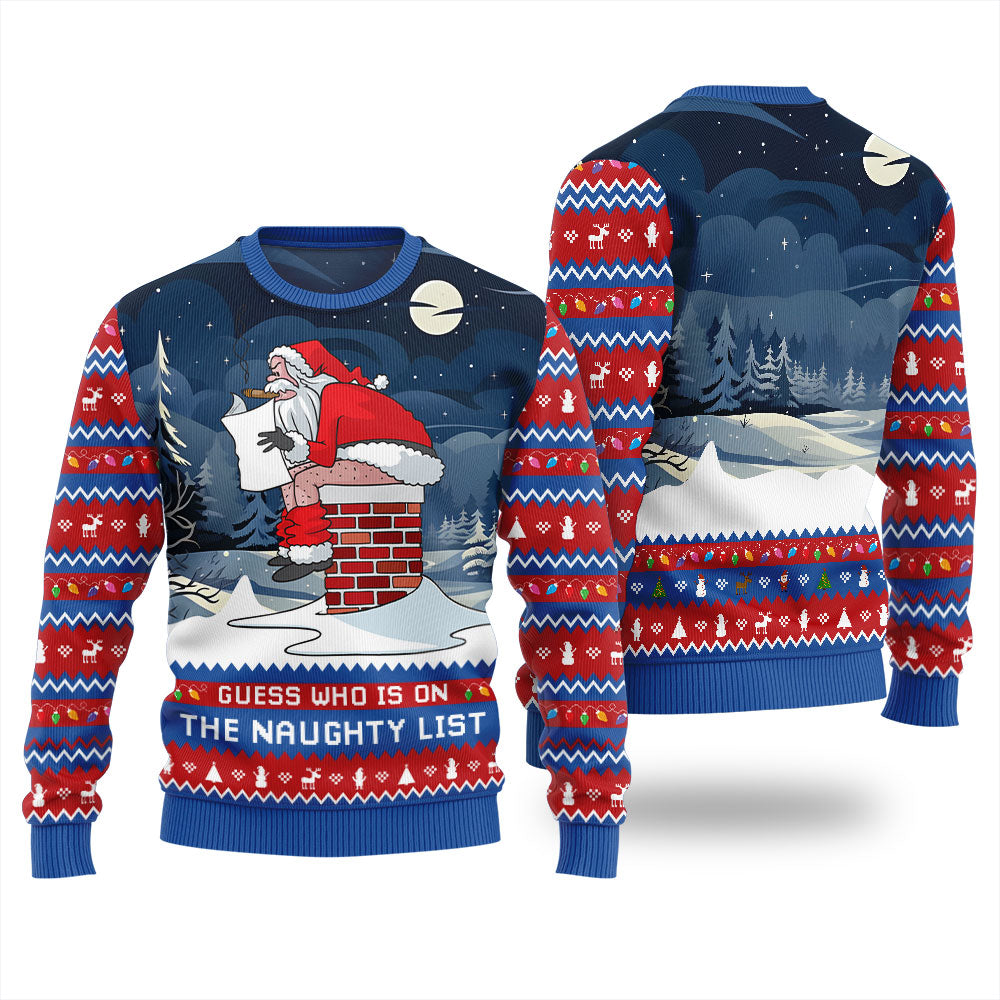 Guess Who On Naughty List Santa Ugly Christmas Sweater