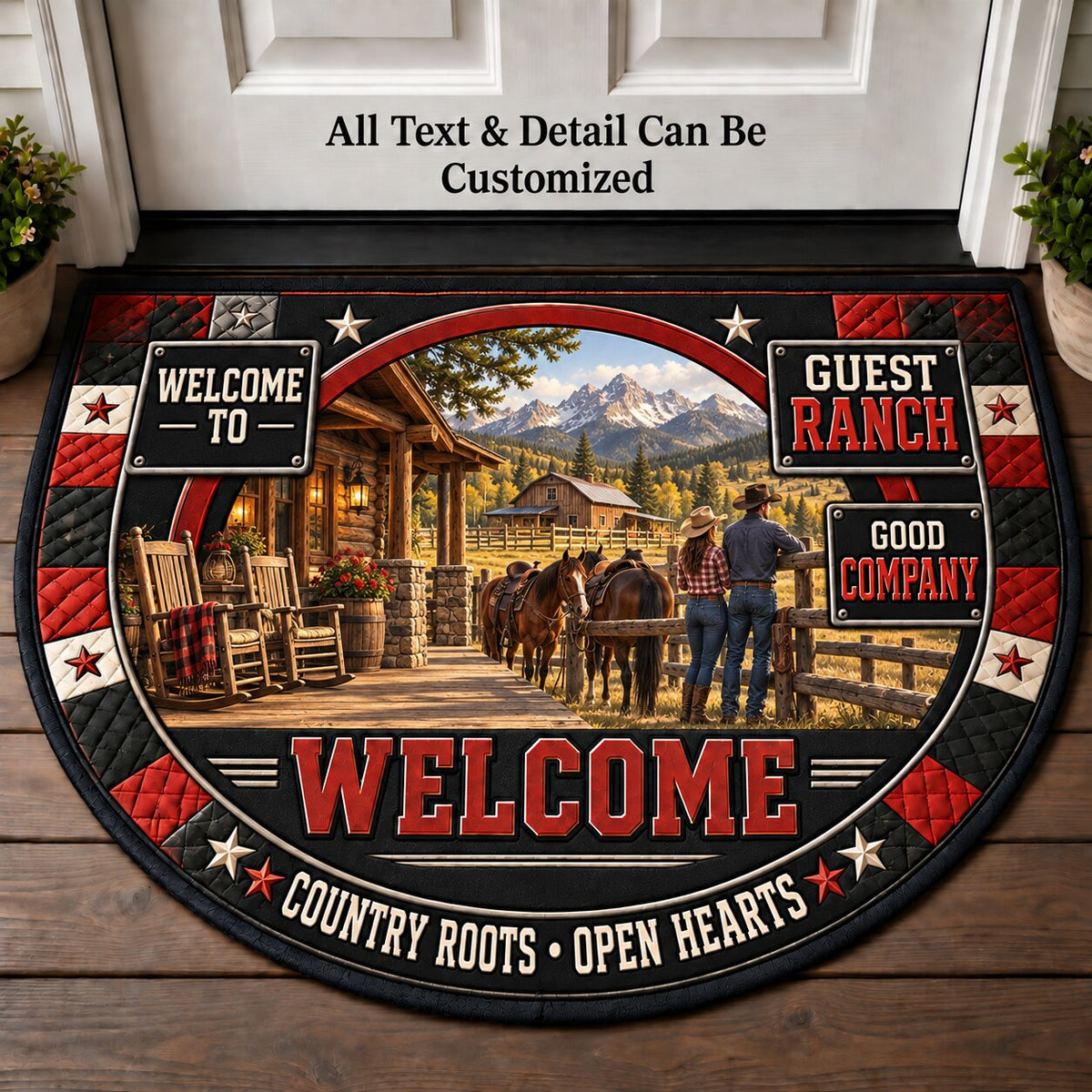 Guest Ranch Personalized Half Round Mat | 5To9Vibe