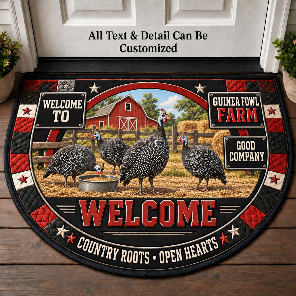 Guinea Fowl Farm Personalized Half Round Mat | 5To9Vibe