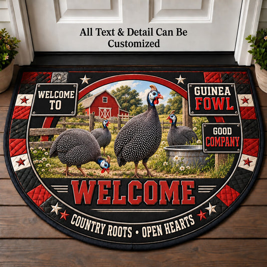 Guinea Fowl Personalized Half Round Mat | 5To9Vibe