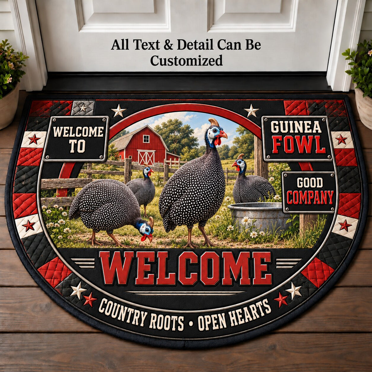 Guinea Fowl Personalized Half Round Mat | 5To9Vibe